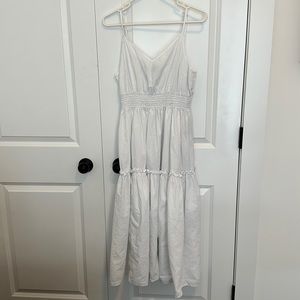 Selected Femme White Tiered Smocked Midi Dress